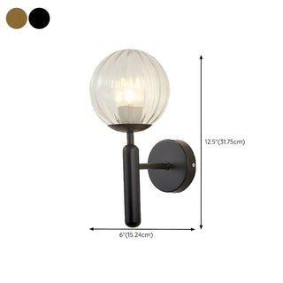Mini Simple Glass Globe Black Finish Wall Vanity Light Zawala Image - 16