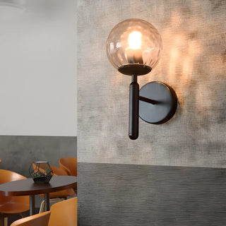 Mini Simple Glass Globe Black Finish Wall Vanity Light Zawala Image - 3