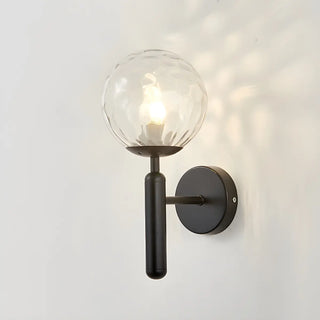 Mini Simple Glass Globe Black Finish Wall Vanity Light Zawala Image - 6