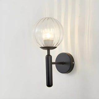 Mini Simple Glass Globe Black Finish Wall Vanity Light Zawala Image - 7