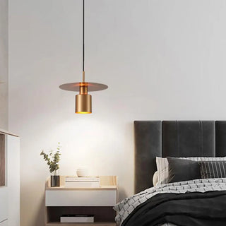 ZOWALA - Modern Red Metal Disc Cylinder Bedroom Pendant Light Image - 1
