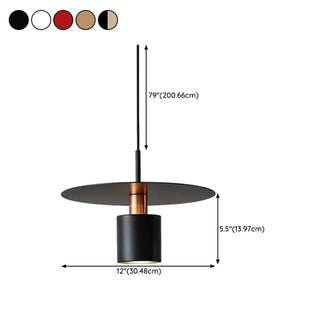 ZOWALA - Modern Red Metal Disc Cylinder Bedroom Pendant Light Image - 15