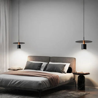 ZOWALA - Modern Red Metal Disc Cylinder Bedroom Pendant Light Image - 2