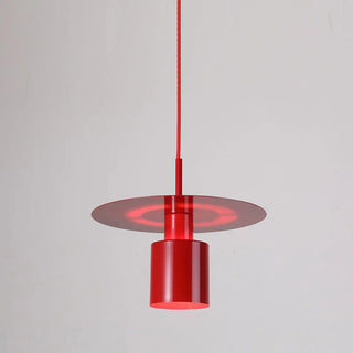 ZOWALA - Modern Red Metal Disc Cylinder Bedroom Pendant Light Image - 6