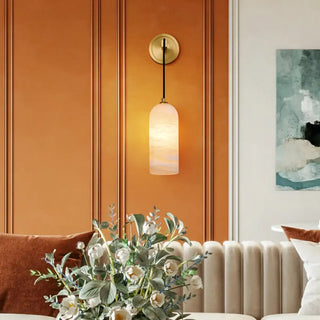 ZOWALA - Modern Gold Metal Stone Cylinder Wall Light Image - 1