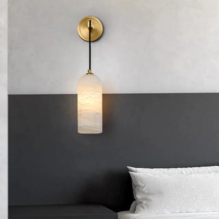 ZOWALA - Modern Gold Metal Stone Cylinder Wall Light Image - 2