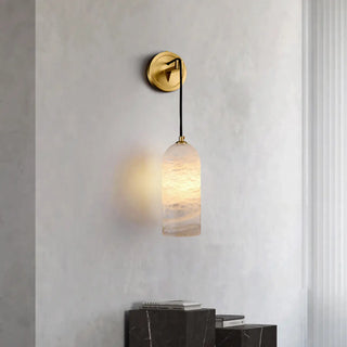 ZOWALA - Modern Gold Metal Stone Cylinder Wall Light Image - 3