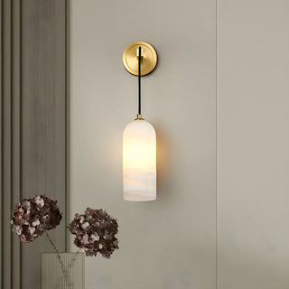 ZOWALA - Modern Gold Metal Stone Cylinder Wall Light Image - 4