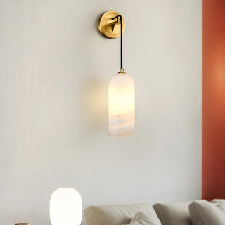 ZOWALA - Modern Gold Metal Stone Cylinder Wall Light Image - 5