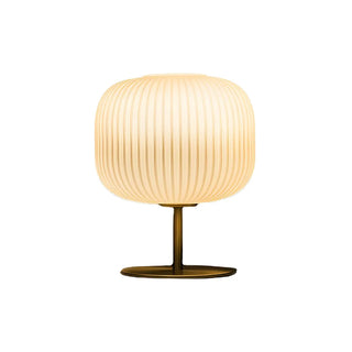 Simple White Lantern Glass Shade Bedside Table Lamp Zawala Image - 8