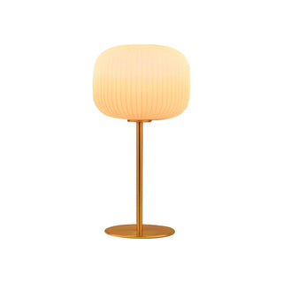 Simple White Lantern Glass Shade Bedside Table Lamp Zawala Image - 9