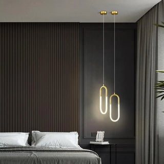 ZOWALA - Modern Gold Oval Acrylic Bedroom LED Pendant Light Image - 1