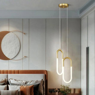 ZOWALA - Modern Gold Oval Acrylic Bedroom LED Pendant Light Image - 2