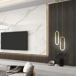 ZOWALA - Modern Gold Oval Acrylic Bedroom LED Pendant Light Image - 3