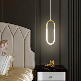ZOWALA - Modern Gold Oval Acrylic Bedroom LED Pendant Light Image - 4