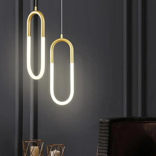 ZOWALA - Modern Gold Oval Acrylic Bedroom LED Pendant Light Image - 6