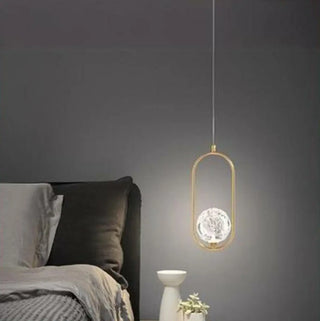 ZOWALA - Modern Bedroom Gold Ring Clear Crystal Globe Pendant Light Image - 1