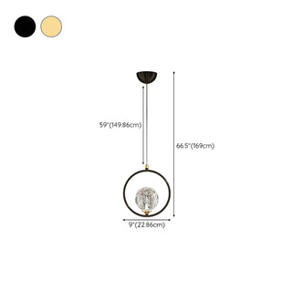 ZOWALA - Modern Bedroom Gold Ring Clear Crystal Globe Pendant Light #size
