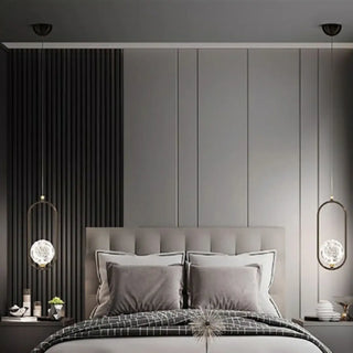 ZOWALA - Modern Bedroom Gold Ring Clear Crystal Globe Pendant Light Image - 2
