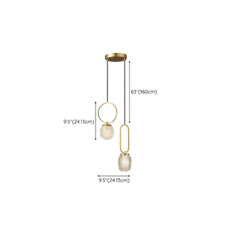 ZOWALA - Modern Bedroom Gold Ring Clear Crystal Globe Pendant Light Image - 21