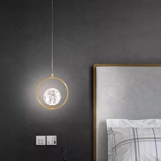 ZOWALA - Modern Bedroom Gold Ring Clear Crystal Globe Pendant Light Image - 3
