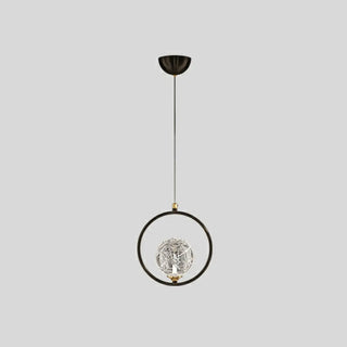 ZOWALA - Modern Bedroom Gold Ring Clear Crystal Globe Pendant Light Image - 5