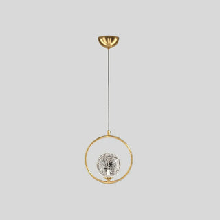 ZOWALA - Modern Bedroom Gold Ring Clear Crystal Globe Pendant Light Image - 6