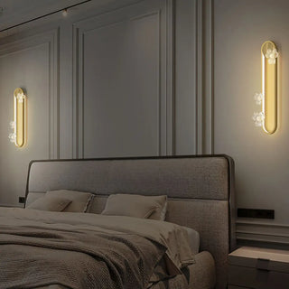 Exquisite White Flower and Oval Metal Wall Sconce Zawala Image - 1