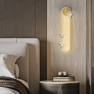 Exquisite White Flower and Oval Metal Wall Sconce Zawala Image - 2
