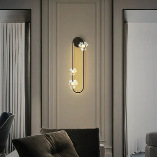 Exquisite White Flower and Oval Metal Wall Sconce Zawala Image - 3