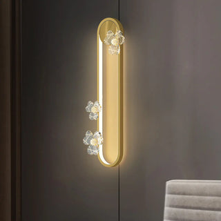 Exquisite White Flower and Oval Metal Wall Sconce Zawala Image - 5