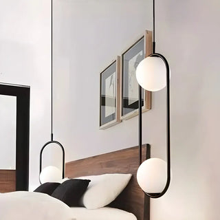 ZOWALA - Modern Bedroom Oval White Frosted Globe Pendant Light Image - 5