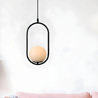 ZOWALA - Modern Bedroom Oval White Frosted Globe Pendant Light Image - 6