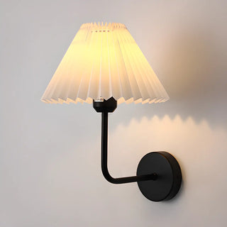 White Pleated Shade Classic Gold Cone Wall Sconce Image - 10
