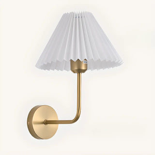 White Pleated Shade Classic Gold Cone Wall Sconce Image - 14