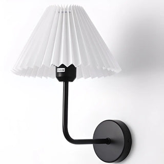 White Pleated Shade Classic Gold Cone Wall Sconce Image - 15