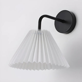 White Pleated Shade Classic Gold Cone Wall Sconce Image - 17