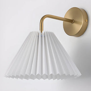 White Pleated Shade Classic Gold Cone Wall Sconce Image - 18