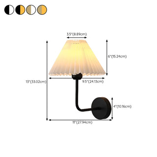 White Pleated Shade Classic Gold Cone Wall Sconce #size