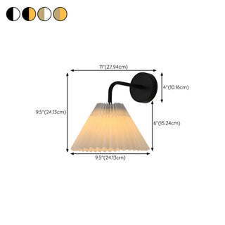 White Pleated Shade Classic Gold Cone Wall Sconce Image - 24