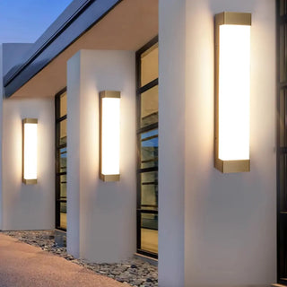 Waterproof Gold Geometric Acrylic Outdoor Wall Sconce Zawala Image - 2