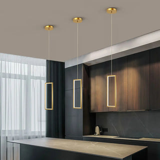 ZOWALA - Modern Gold Rectangular Frame Kitchen Island Pendant Light Image - 1