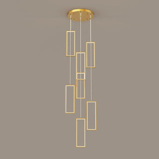 ZOWALA - Modern Gold Rectangular Frame Kitchen Island Pendant Light Image - 10