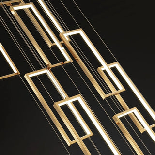 ZOWALA - Modern Gold Rectangular Frame Kitchen Island Pendant Light Image - 11