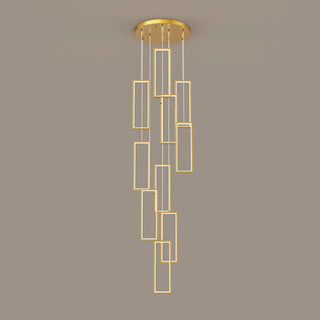 ZOWALA - Modern Gold Rectangular Frame Kitchen Island Pendant Light Image - 12