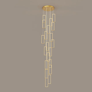 ZOWALA - Modern Gold Rectangular Frame Kitchen Island Pendant Light Image - 15