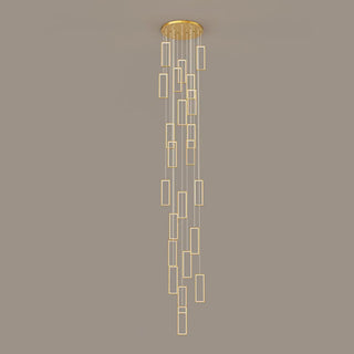 ZOWALA - Modern Gold Rectangular Frame Kitchen Island Pendant Light Image - 16