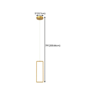 ZOWALA - Modern Gold Rectangular Frame Kitchen Island Pendant Light #size