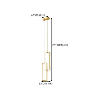 ZOWALA - Modern Gold Rectangular Frame Kitchen Island Pendant Light Image - 18