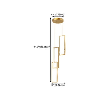 ZOWALA - Modern Gold Rectangular Frame Kitchen Island Pendant Light Image - 19